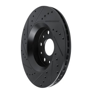 Jeep Gladiator Brake Rotor (1) - Front Right - R1 Concepts - Drilled & Slotted - Black - `18-`25